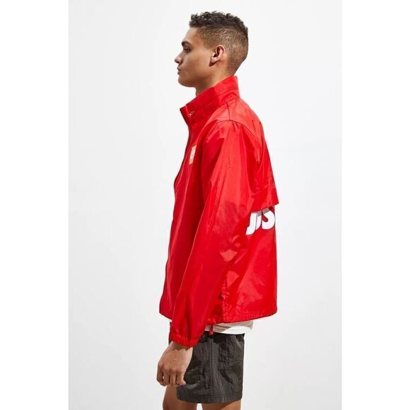Nike Full Zip Jacket Mens Medium Just Do It Spellout AR2608-657 Lightweight Red - Picture 2 of 8